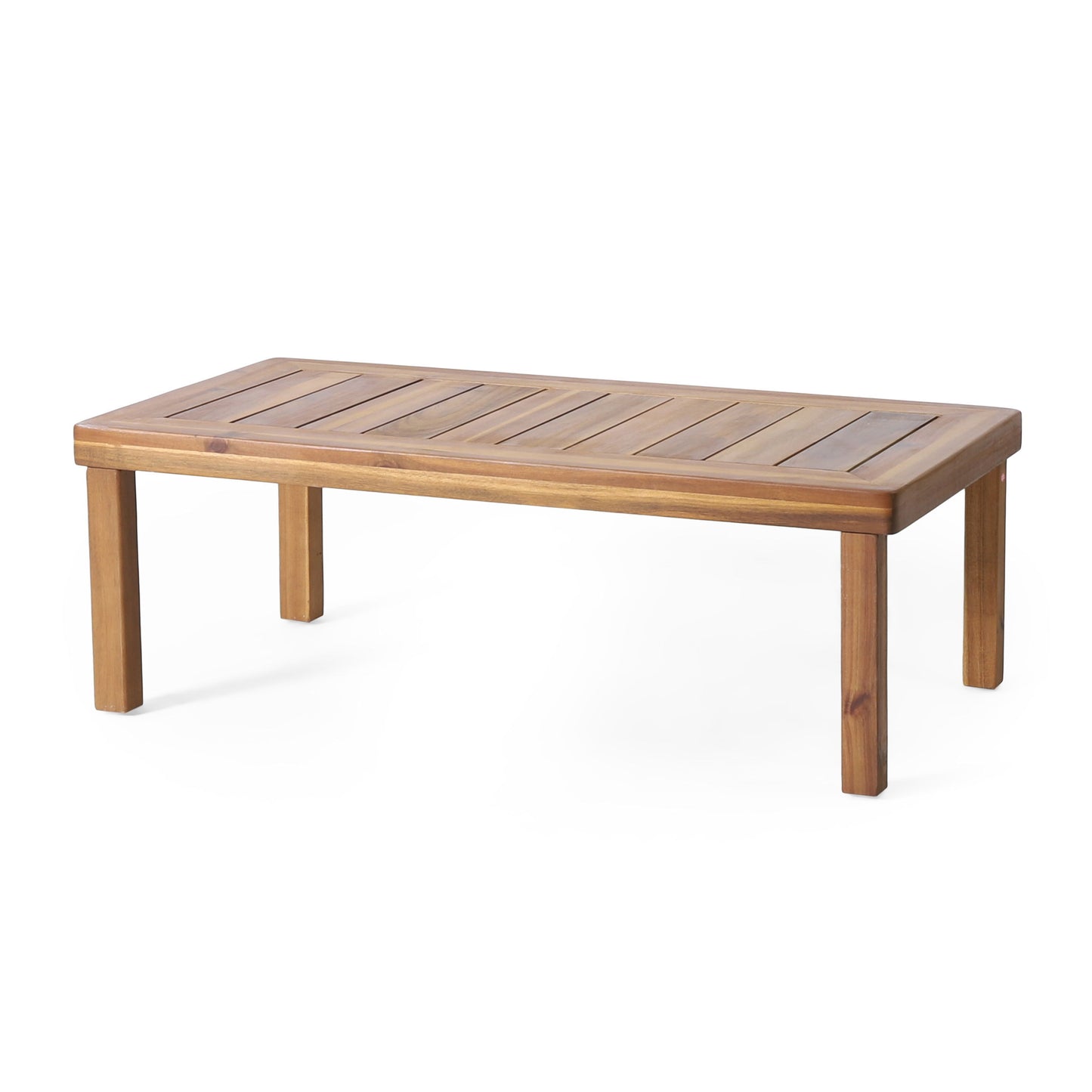 Acacia Wood Loveseat And Coffee Table Set With Cushions - Brown