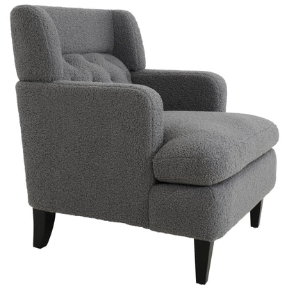 Upholstered Accent Chair Tufted Armchair For Living Room - Dark Gray