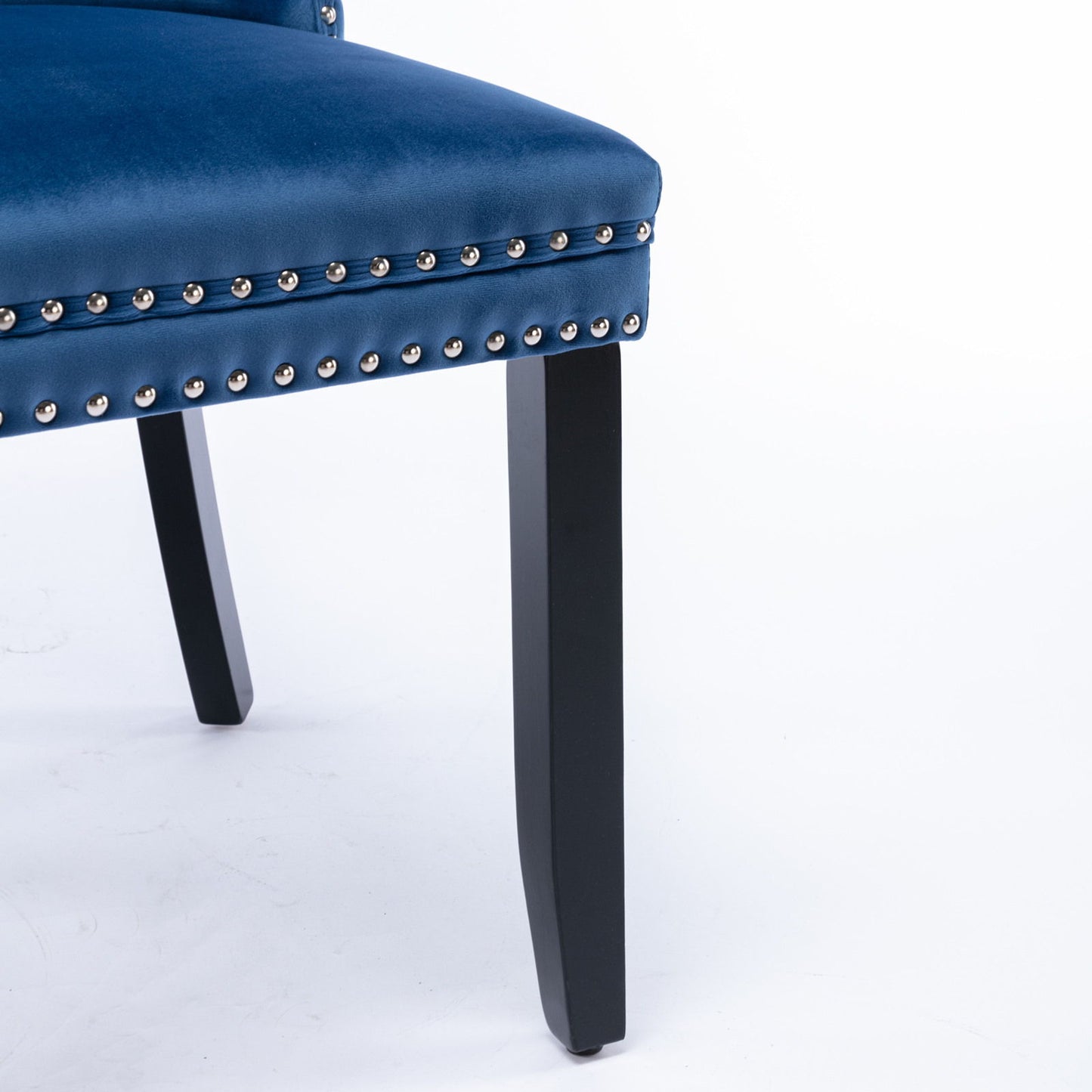Nikki - Modern, High-End Tufted Solid Wood Contemporary Velvet Upholstered Dining Chair With Wood Legs Nailhead Trim (Set of 2) - Blue