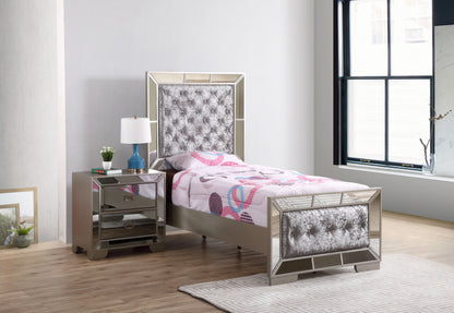 Twin Bed Modern Design - Silver Champagne