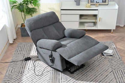 Oversized Power Lift Recliner Chair, Electric Fabric Recliner Chair, Home Theater Seating, Reclining Sofa Chair With Remote Control, Side Pocket, Spacious Seat - Dark Gray