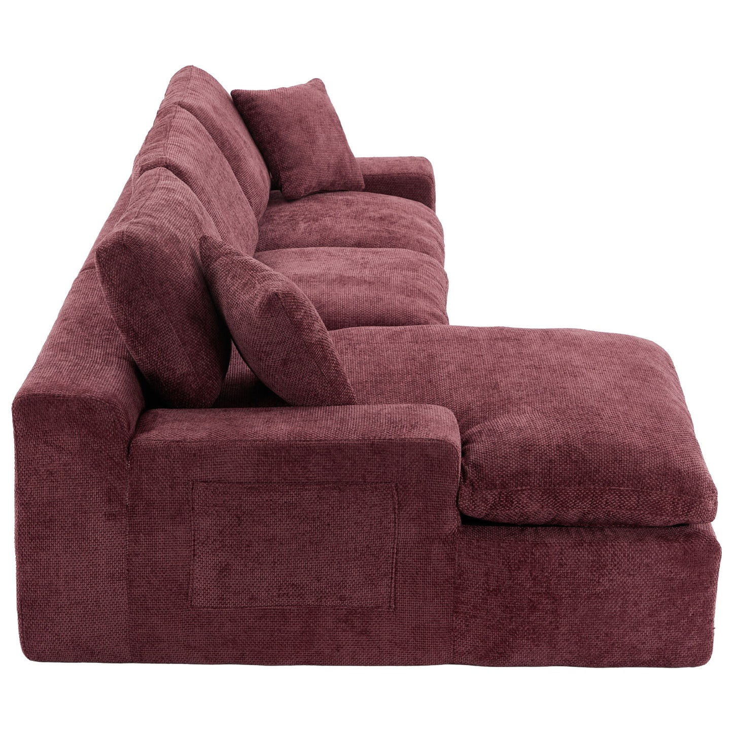 Cloud Sectional Sofa Upholstered Sofa Couch With Double-Layer Cushion And Side Pockets - Red