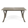 Transitional Acacia Wood Dining Table With Slat Panel Top - Gray