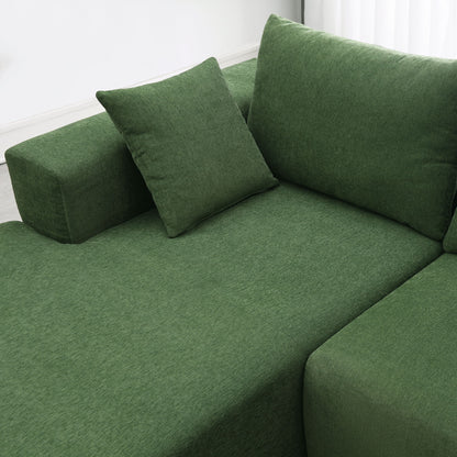 Modular Sectional Living Room Sofa Set, Modern Minimalist Style Couch, Upholstered Sleeper Sofa Salon, 2 Piece Free Combination, L-Shape - Green