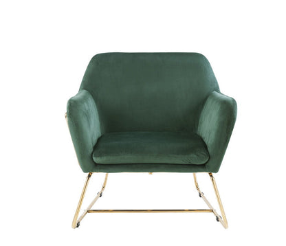 Keira - Velvet Accent Chair With Metal Base - Green