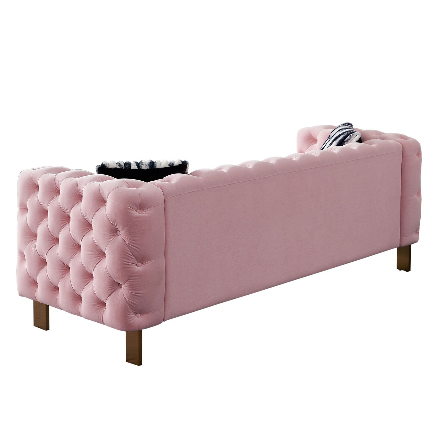 Chesterfield - Modern Tufted Velvet Living Room Sofa, 84.25''W Couch - Pink