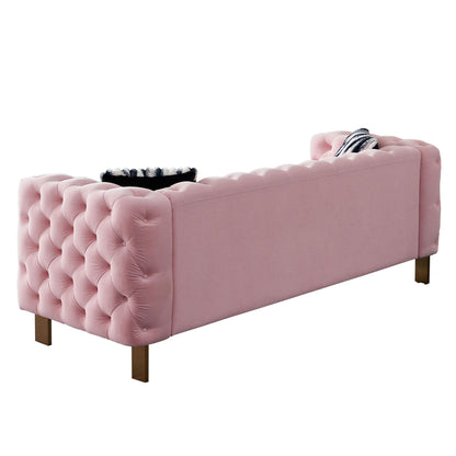 Chesterfield - Modern Tufted Velvet Living Room Sofa, 84.25''W Couch - Pink