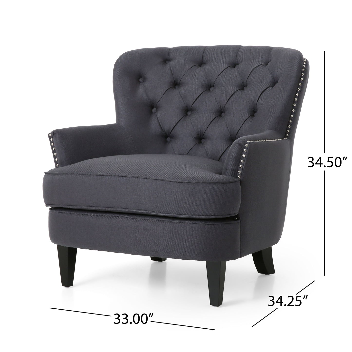 Enchante, Living Room Set With Tufted Back Club Chair And Ottoman - Gray