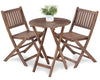 3 Piece Acacia Bistro Set, Folding Patio Furniture For Garden Backyard Balcony Porch With 1 Coffee Table And 2 Foldable Chairs - Natural Stained