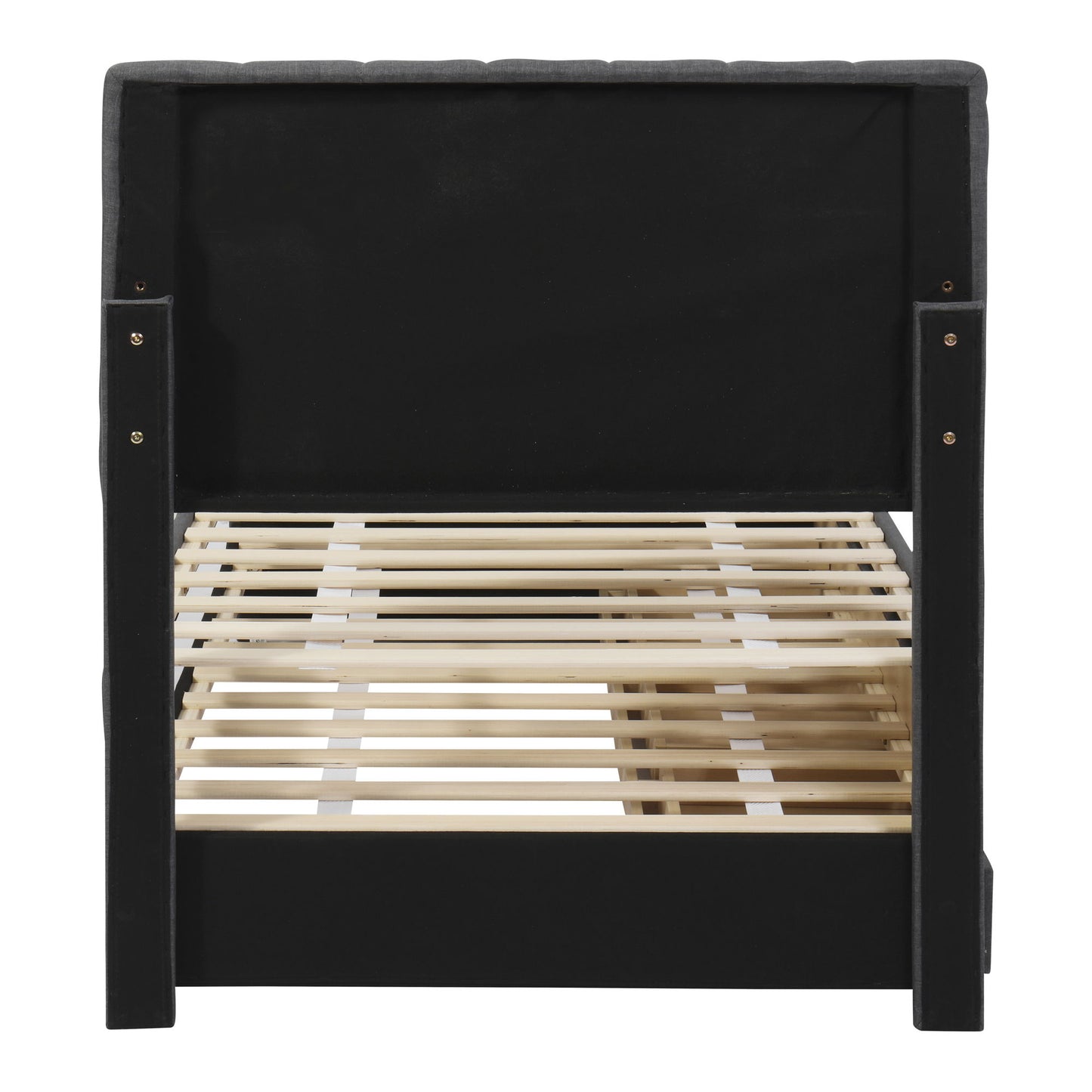 Twin Size Upholstered Platform Bed With Trundle And 3 Drawers - Gray