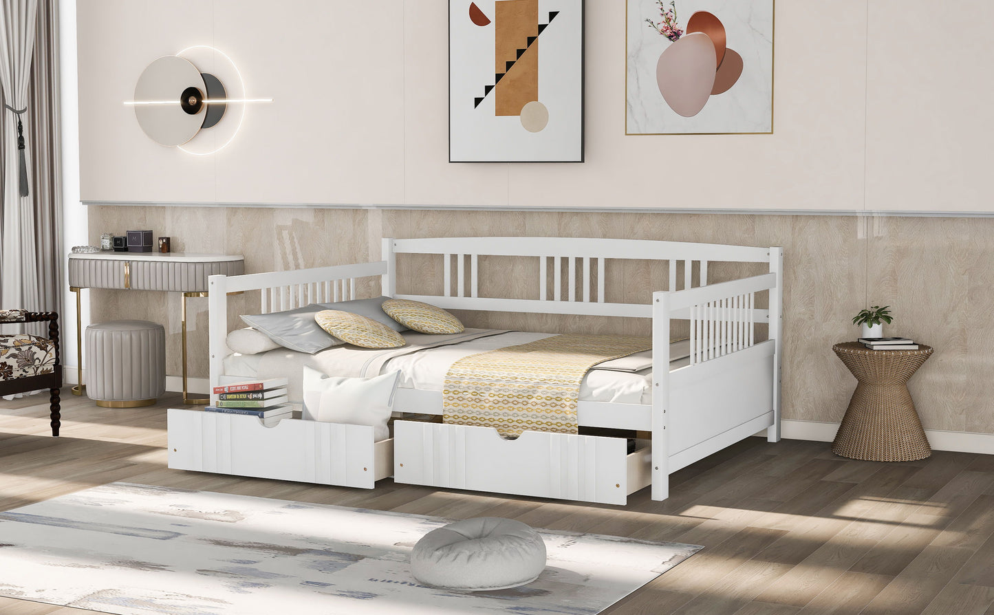 Full Size DayBed With 2 Drawers - White