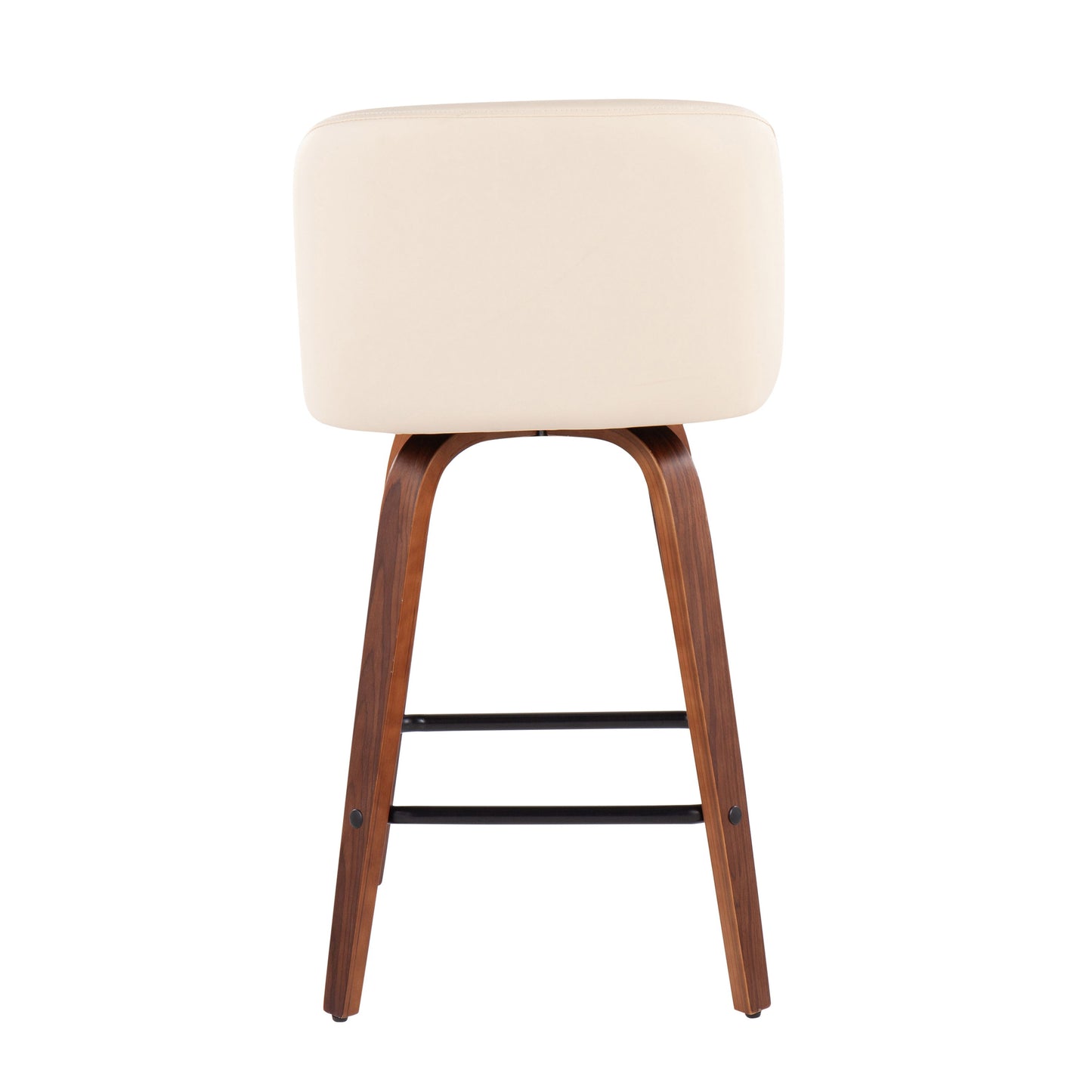 Toriano - Mid-Century Modern Fixed Height Counter Stool With Square Footrest (Set of 2) - Walnut / Cream