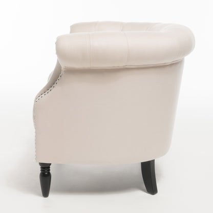 Celestialis - Upholstered Fabric Club Chair With Tub Design And Rolled Recessed Armrests - Beige