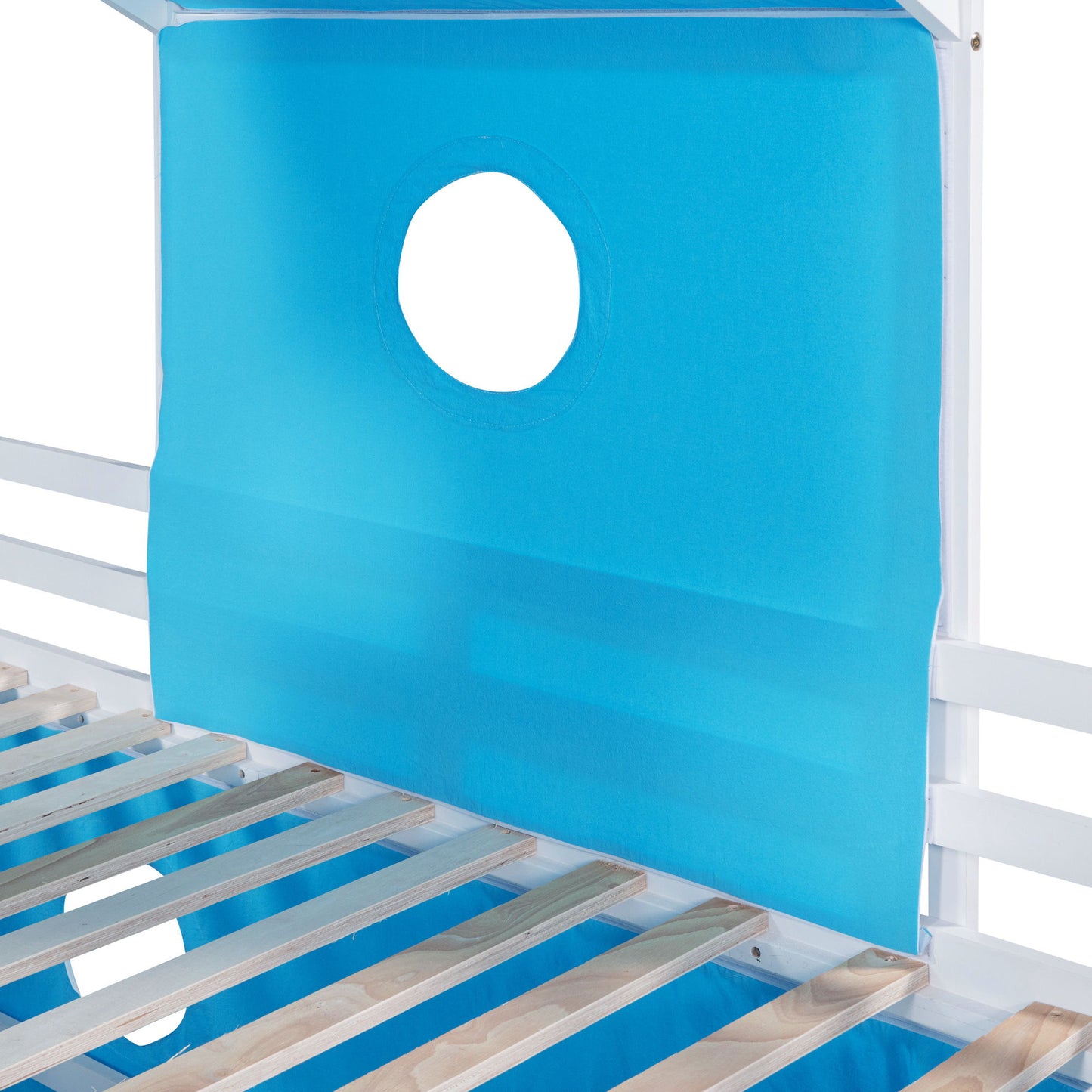 Twin Size Loft Bed With Slide Blue Tent And Tower - Blue