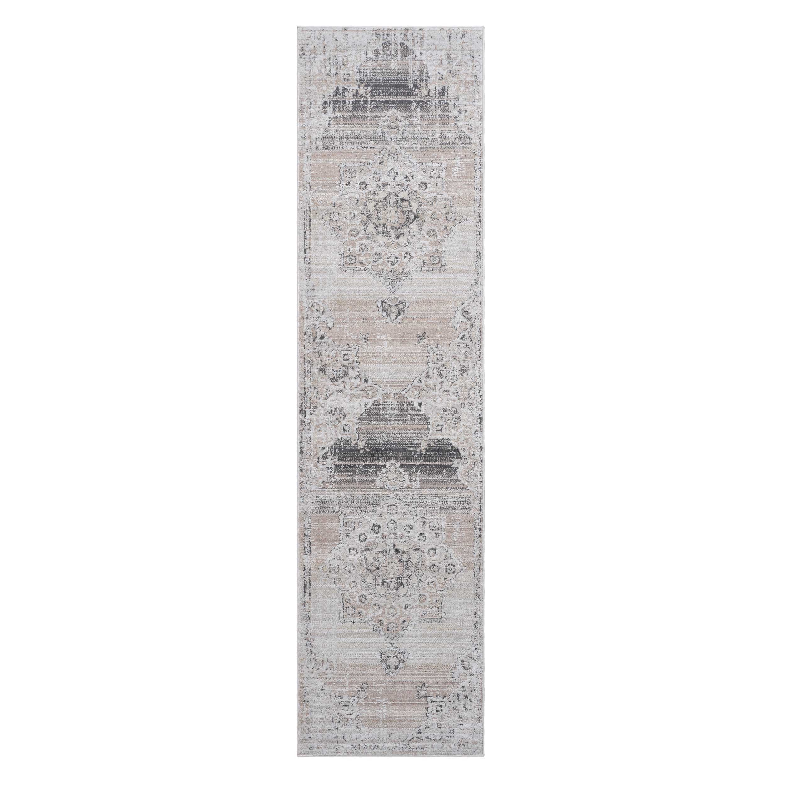 Payas - 2' X 8' Medallion Runner Rug - Cream / Beige