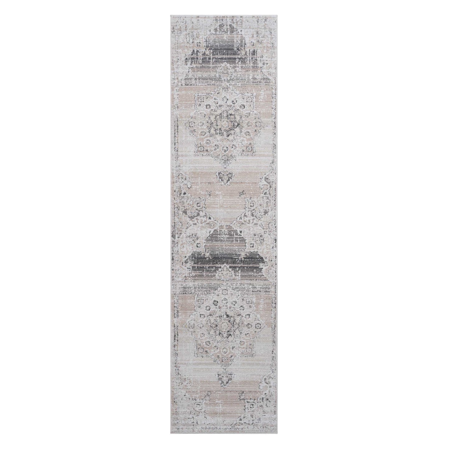 Payas - 2' X 8' Medallion Runner Rug - Cream / Beige