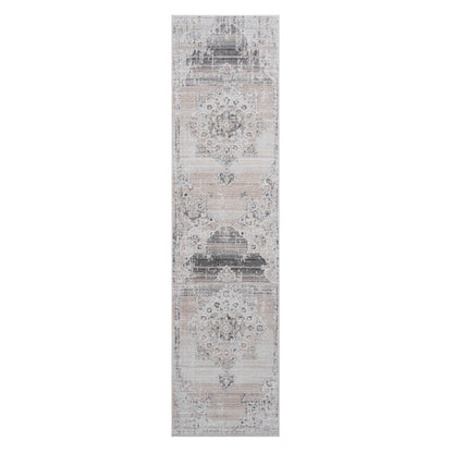 Payas - 2' X 8' Medallion Runner Rug - Cream / Beige