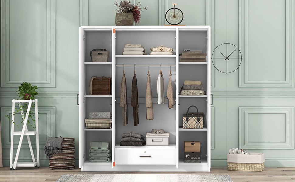 4 Door Wardrobe With 1 Drawer - White