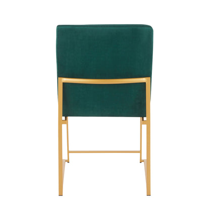 Fuji - Contemporary High Back Dining Chair (Set of 2) - Gold / Green