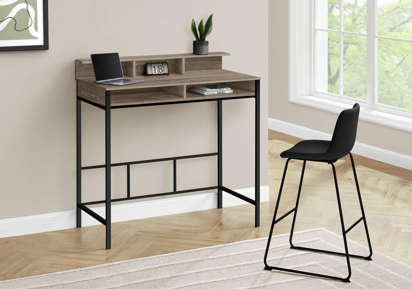 Computer Desk, Home Office, Standing, Storage Shelves, Laptop, Contemporary & Modern - Taupe