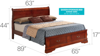 Louis Phillipe - Queen Storage Bed - Cherry