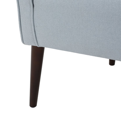 Elegant Upholstered Club Chair With Button Tufting - Light Blue