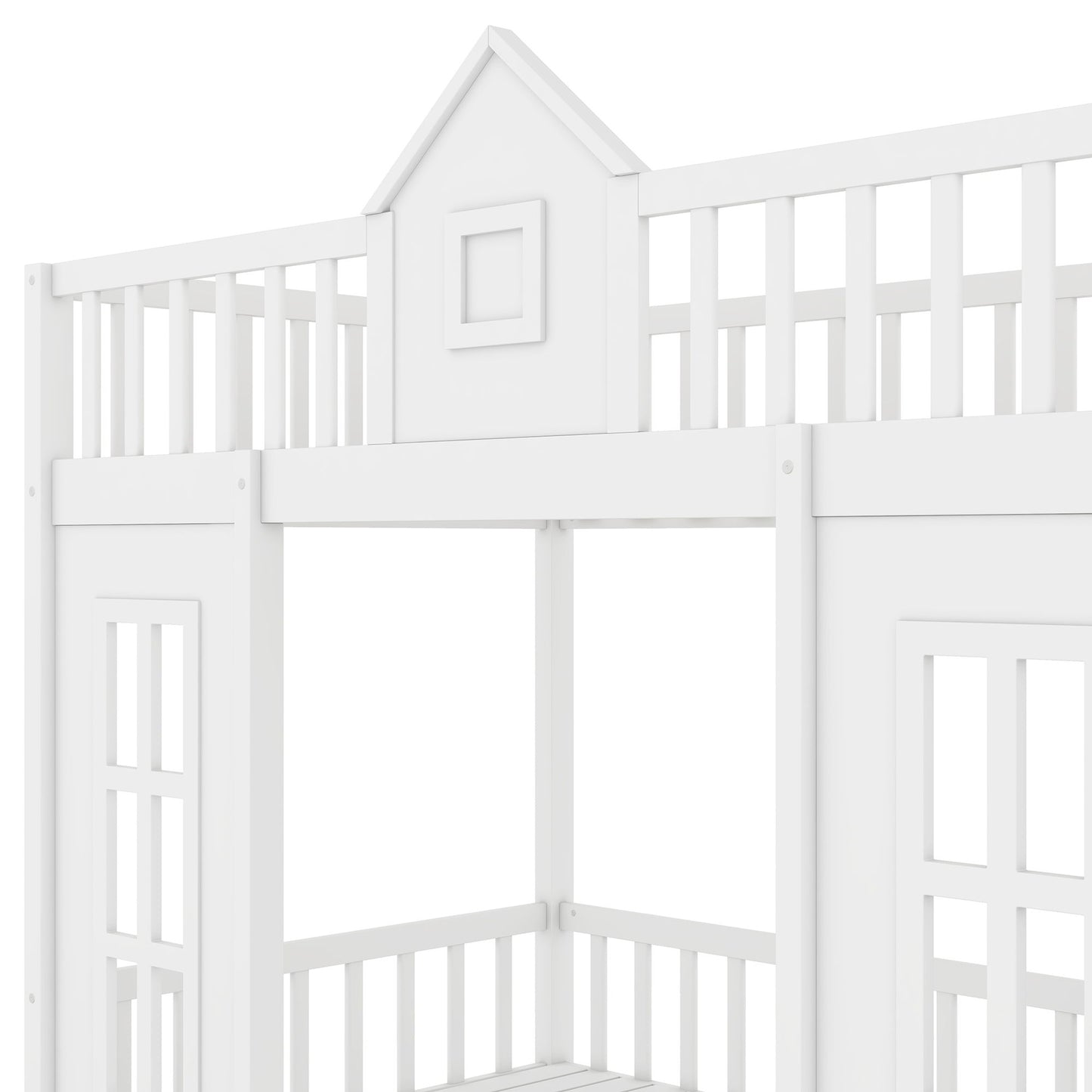 Twin Over Twin Bunk Bed With Changeable Table, Turn Into Upper Bed And Down Desk - White