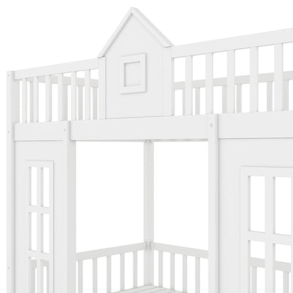 Twin Over Twin Bunk Bed With Changeable Table, Turn Into Upper Bed And Down Desk - White