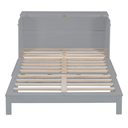 Queen Size Murphy Bed With Large Drawers - Gray