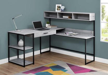 Computer Desk, Home Office Corner, Storage Drawers, L Shape, Laptop, Contemporary & Modern - Gray