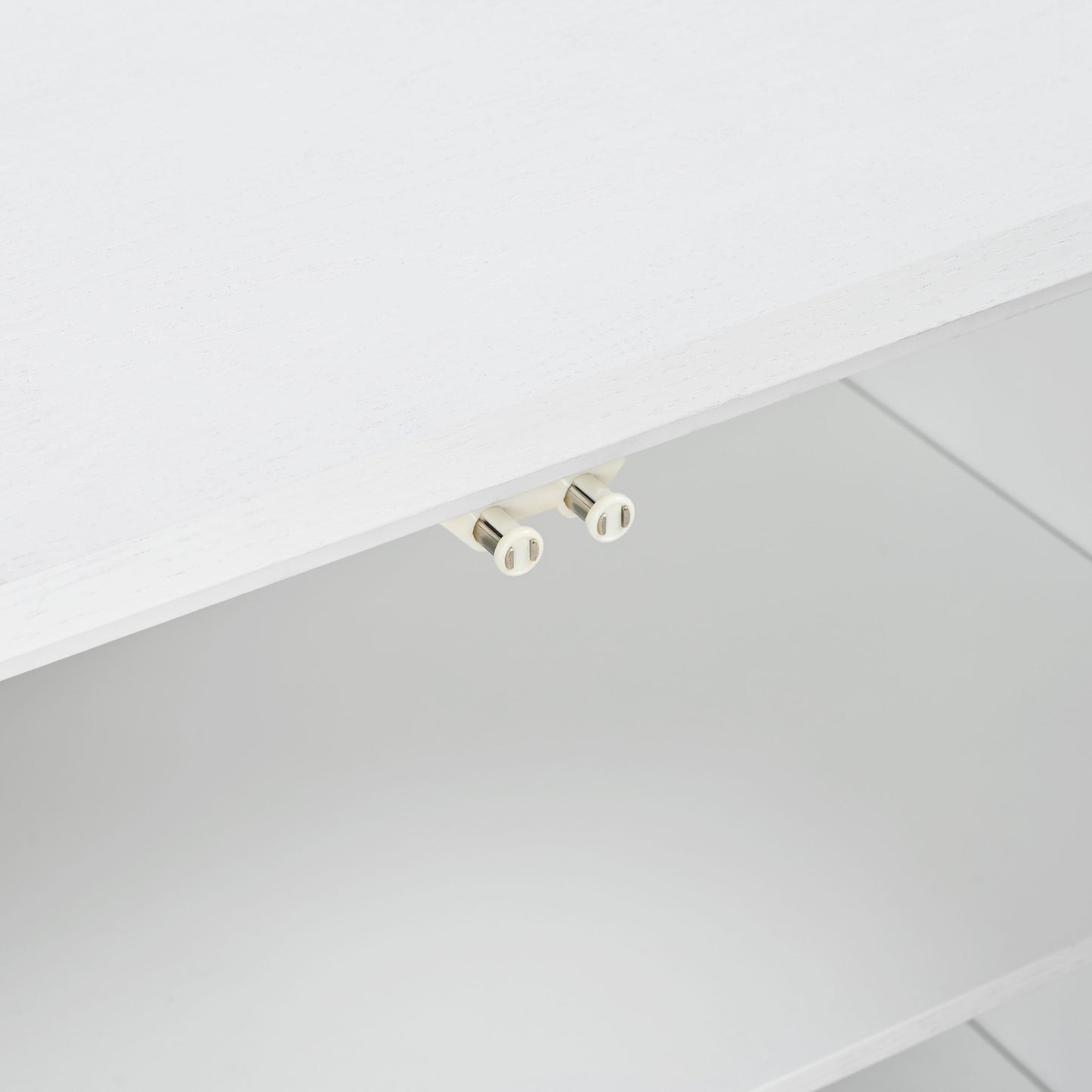Multi Functional Storage Cabinet, 4 Door Sideboard With Unique Texture, Adjustable Shelves - White