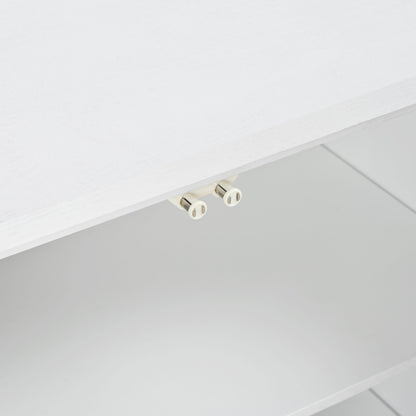 Multi Functional Storage Cabinet, 4 Door Sideboard With Unique Texture, Adjustable Shelves - White