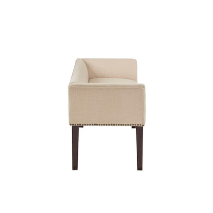 Modern Design Bench Upholstery Solid Wood Frame - Tan