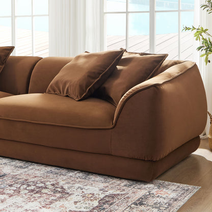 Nordic Modern Sofa With Detachable Pillowcase, French Velvet Fabric, Solid Wood Frame, High Density Sponge Filling - Camel