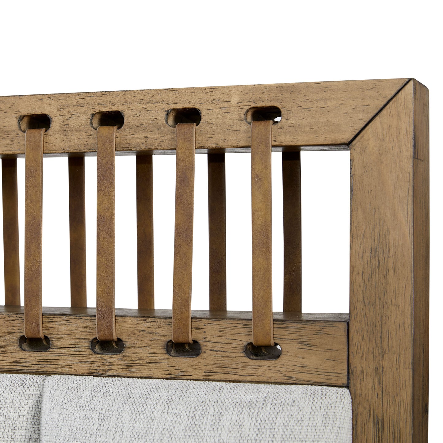 Queen Upholstered And Strap Panel Bed - Light Brown