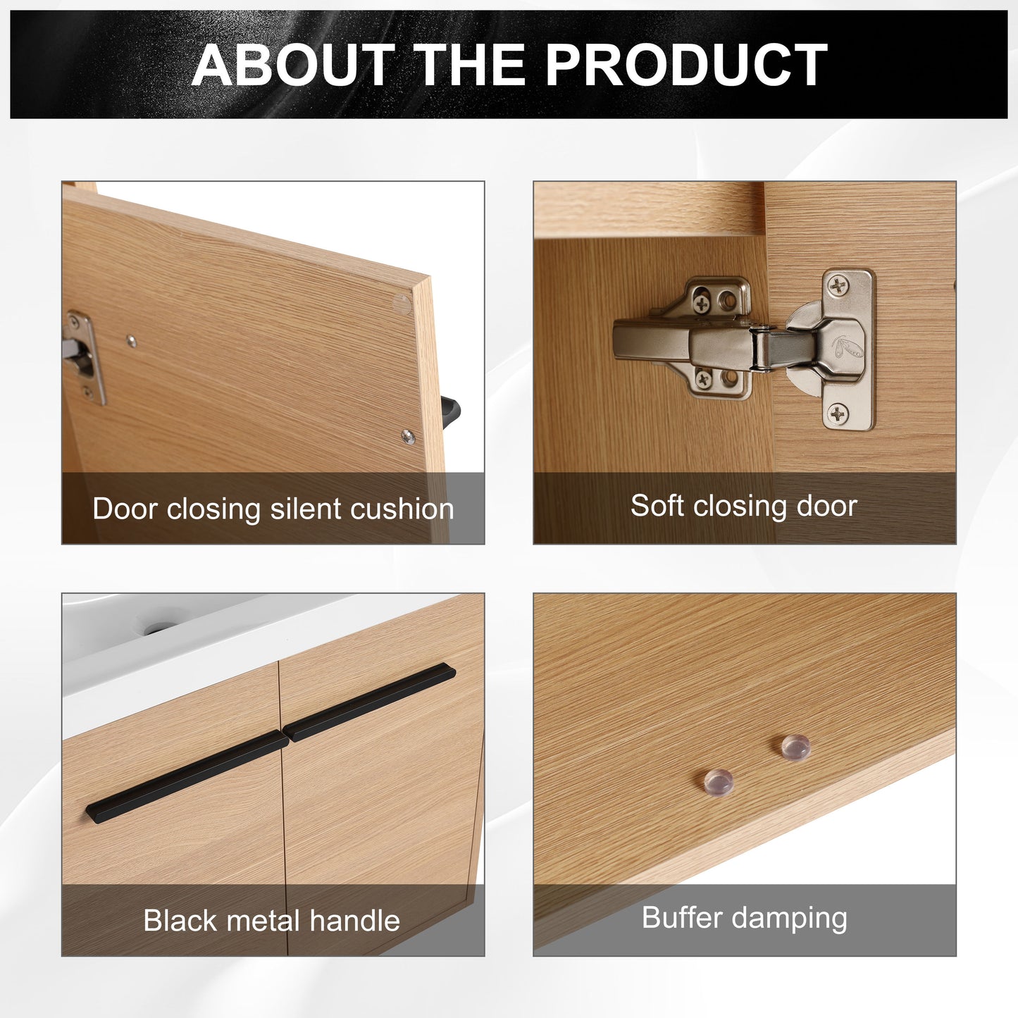 Bathroom Vanity Set With Resin Countertop Sink, 2 Doors - Oak