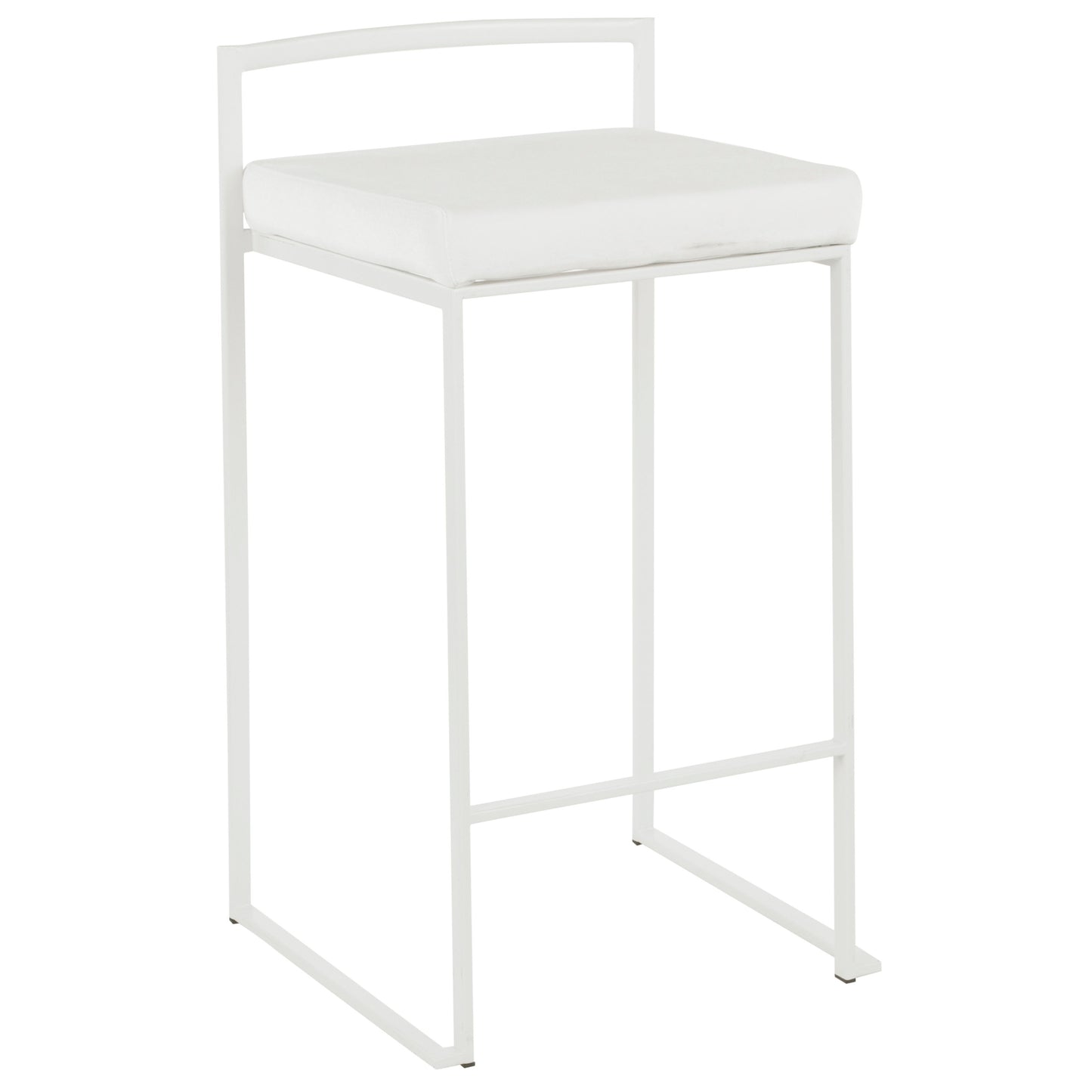 Fuji - Contemporary Stackable Counter Stool (Set of 2) - White - Velvet
