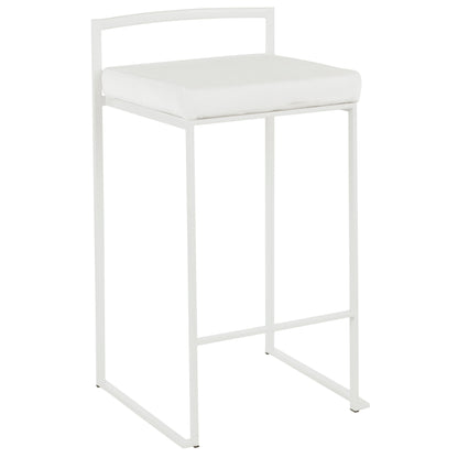 Fuji - Contemporary Stackable Counter Stool (Set of 2) - White - Velvet