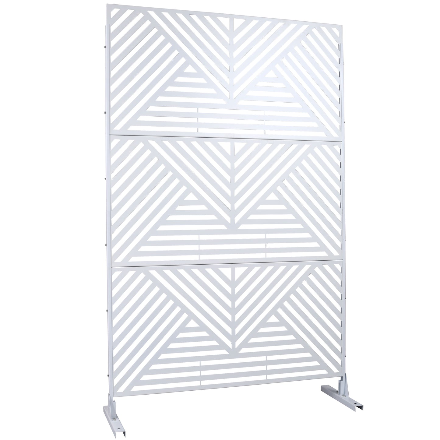 Outdoor & Indoor Privacy Screen Metal Privacy Screen, Freestanding Decorative Privacy Screen For Deck Balcony Patio, Privacy Fence Panels - White