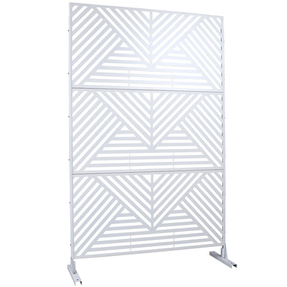 Outdoor & Indoor Privacy Screen Metal Privacy Screen, Freestanding Decorative Privacy Screen For Deck Balcony Patio, Privacy Fence Panels - White