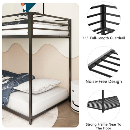 Adam - Twin Over Twin Bunk Bed - Black Metal