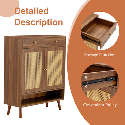 Multi Functional Modern Minimalist Shoe Cabinet Perfectly Blends Into Nordic, Japanese, And Industrial Style Homes - Walnut