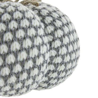 Knite Pumpkin Ornament Decor For Holiday Harvest Festival Fall Festival & Thanksgiving (Set of 2) - White / Gray