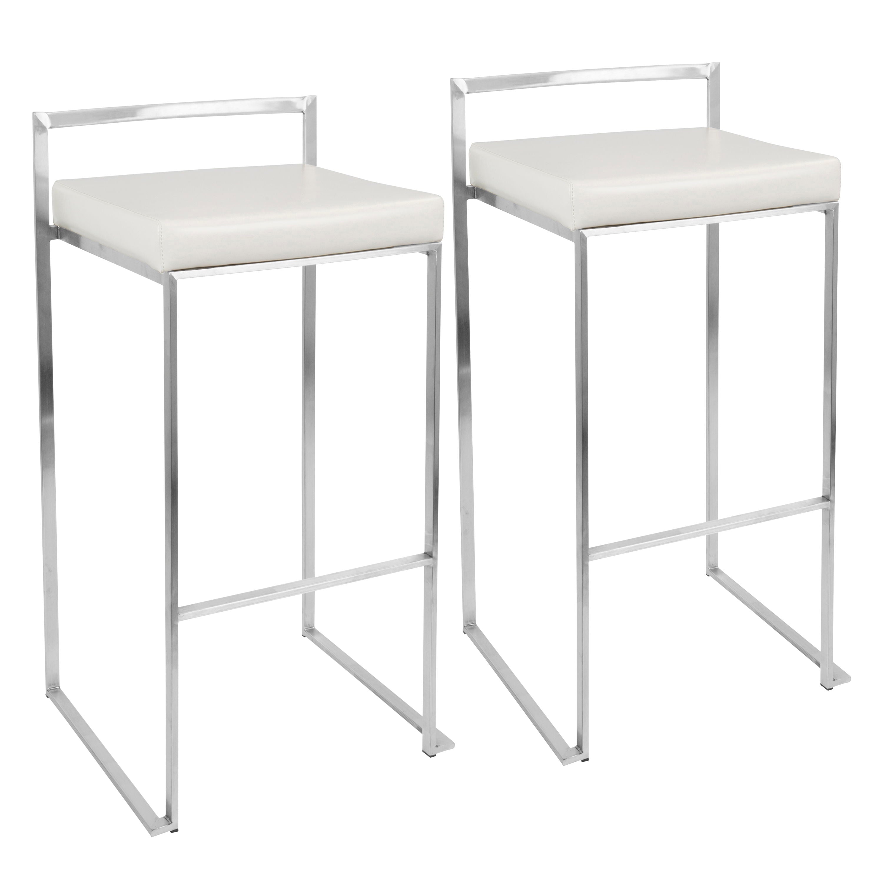 Fuji - Contemporary Stackable Barstool (Set of 2) - White