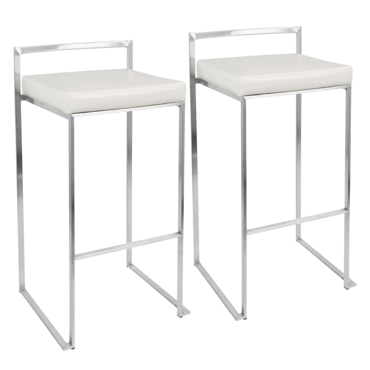 Fuji - Contemporary Stackable Barstool (Set of 2) - White