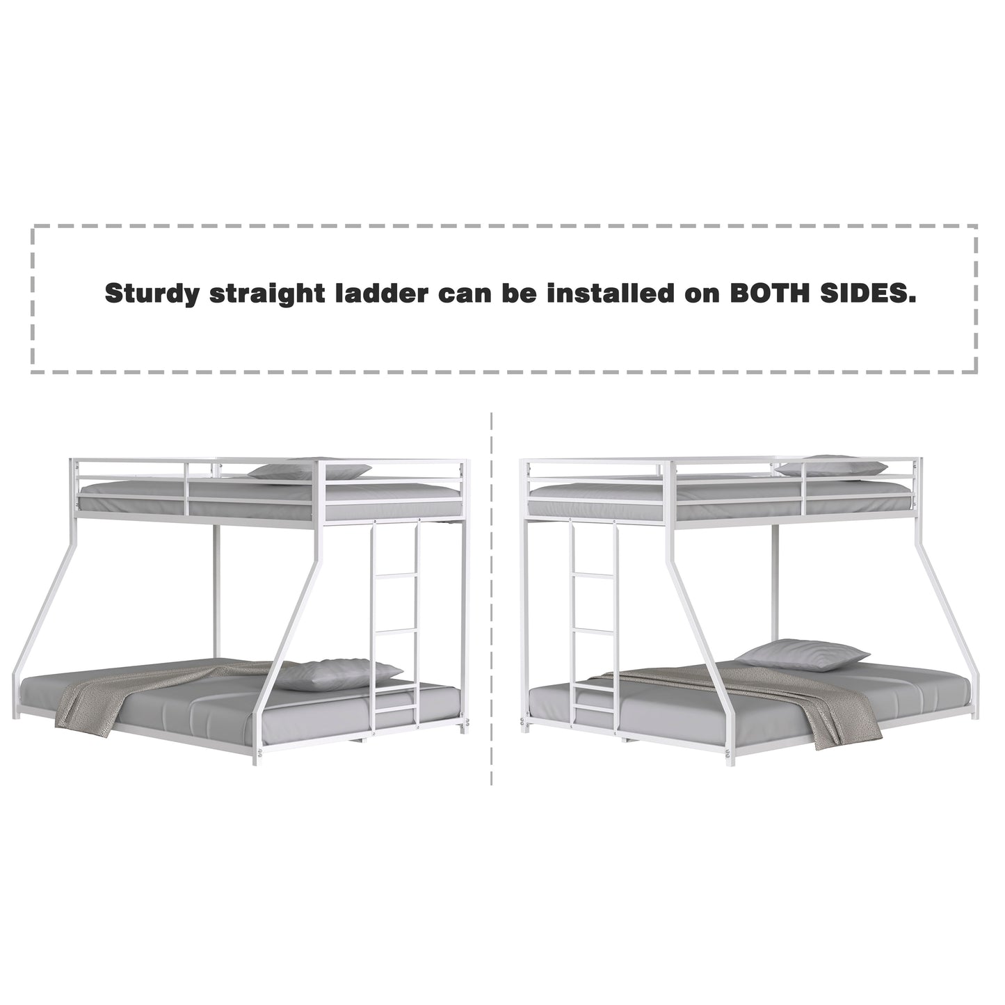 Adam - Twin Over Full Metal Bunk Bed - White