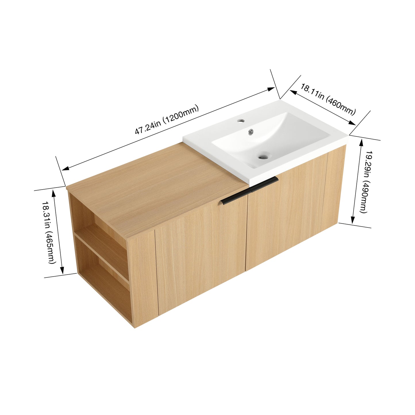 Modern Bathroom Vanity Sink Combo With Ample Storage - Oak