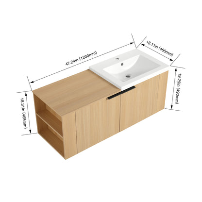 Modern Bathroom Vanity Sink Combo With Ample Storage - Oak
