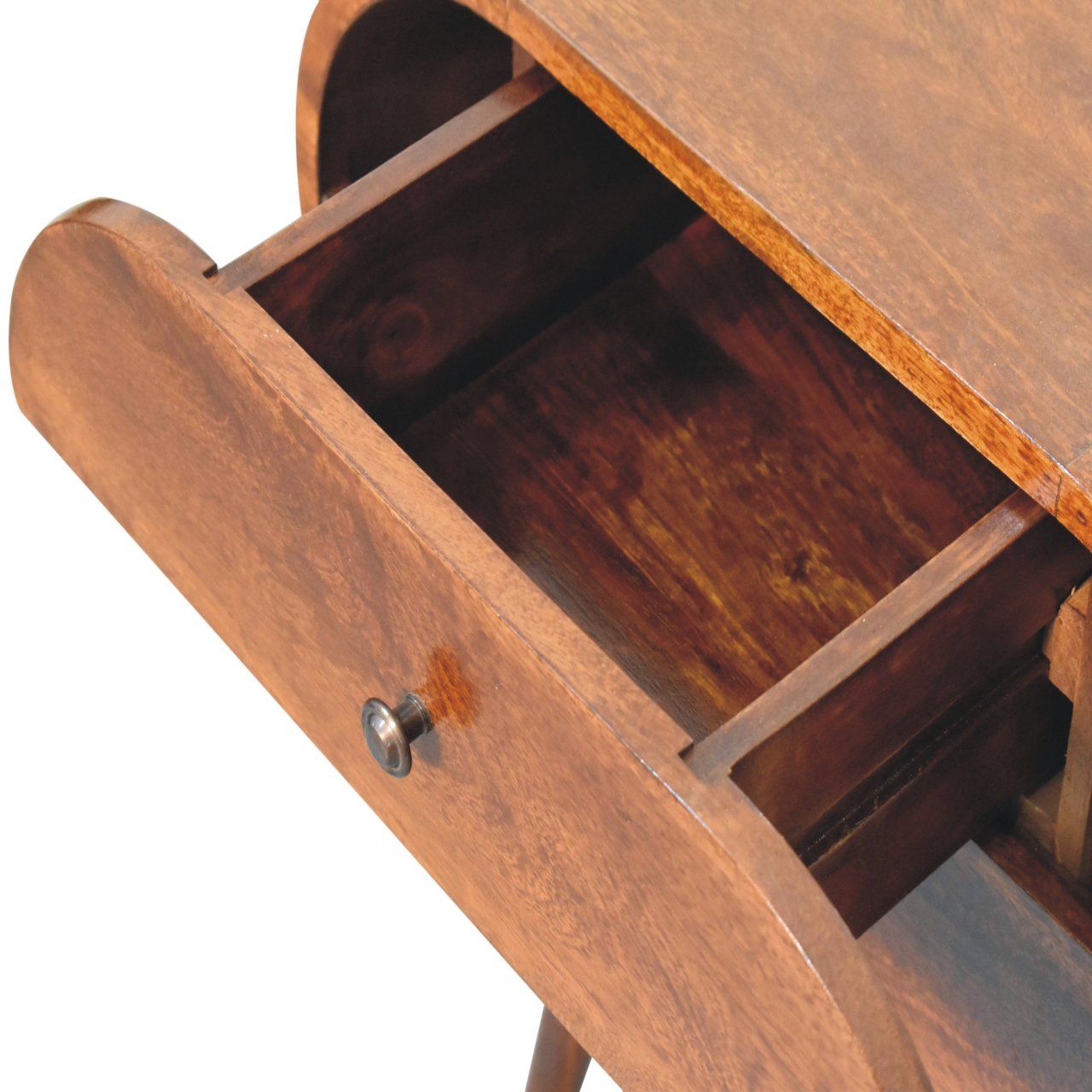Large Circular Bedside Table - Brown