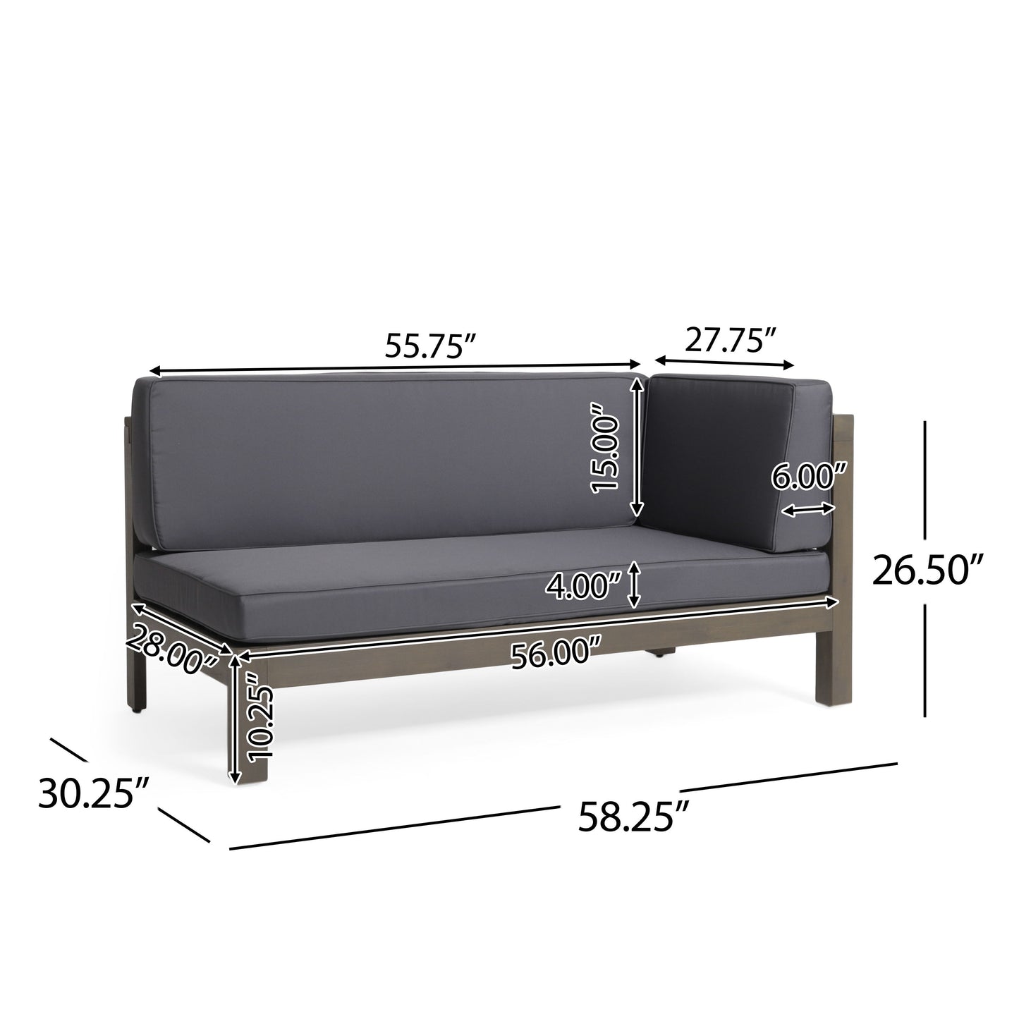 Brava - X Back Right Corner Bench (Set of 2) With Water Resistant Cushions - Dark Gray